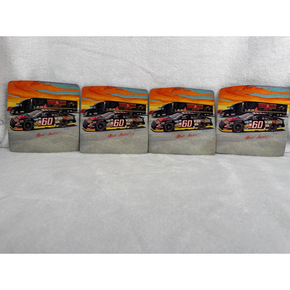 Vintage Mark Martin #60 Winn Dixie Racing Coasters Set 4 Unisex OS Multi Exc